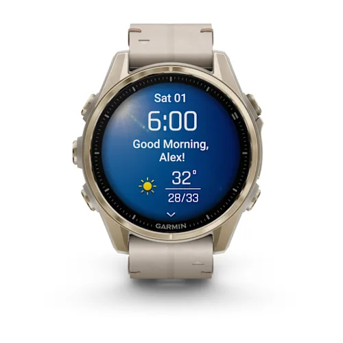 FENIX 8 43MM,AMOLED,SAPH,SFTGLDSS/FOGGRYLEATHERBND,EXCL,EMEA 010-02903-40