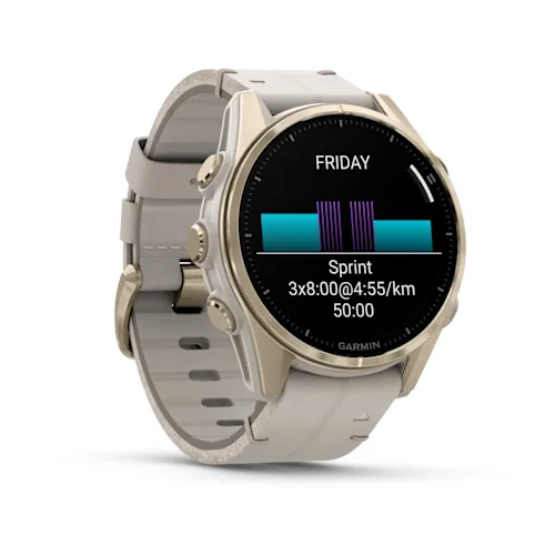 FENIX 8 43MM,AMOLED,SAPH,SFTGLDSS/FOGGRYLEATHERBND,EXCL,EMEA 010-02903-40