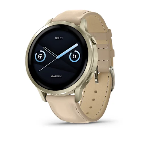 VENU 4 (41MM), GPS, WI-FI, BEIGE W/ LUNAR GOLD + LEATHER, WW 010-03013-03