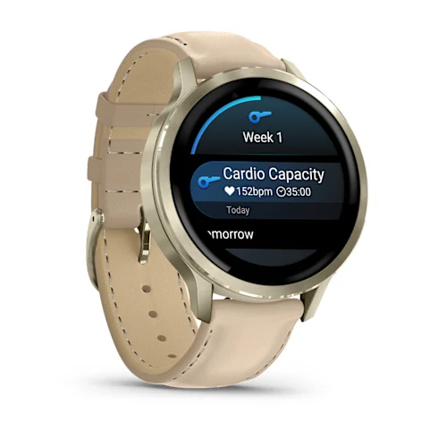 VENU 4 (41MM), GPS, WI-FI, BEIGE W/ LUNAR GOLD + LEATHER, WW 010-03013-03 variant