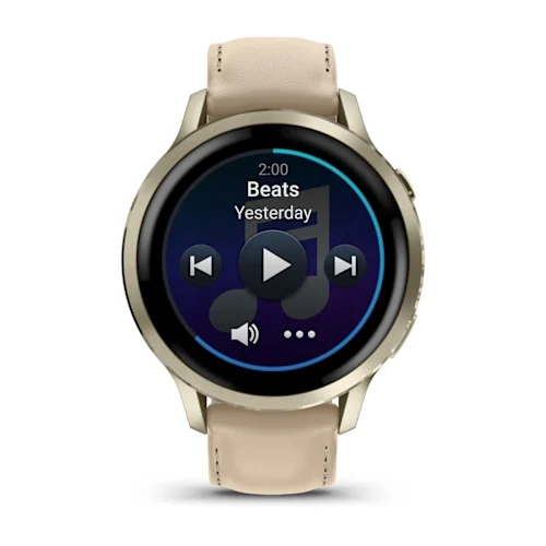 VENU 4 (41MM), GPS, WI-FI, BEIGE W/ LUNAR GOLD + LEATHER, WW 010-03013-03